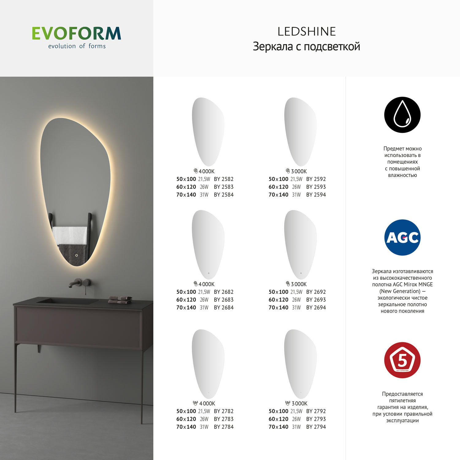 LED 31 W 70 140 cm EVOFORM BY 2594