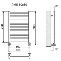 Полотенцесушитель водяной Ника MODERN ЛМ-5 800x500 RAL9016 белый матовый с вентилями (комплект люкс)