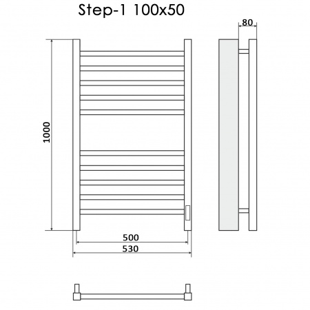 Полотенцесушитель Электрич.кабельный Ника STEP-1 100/50 правый тэн