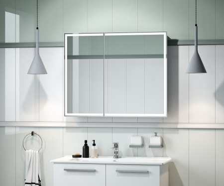 Зеркало-шкаф Континент Allure Led 1000х800 с датчиком движения, розеткой