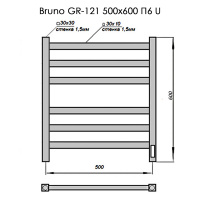 Полотенцесушитель Электрич. с/т GROIS Bruno GR-121 500/600 П6 RAL9003 U белый