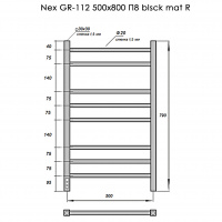 Полотенцесушитель Электрич. с/т GROIS Nex GR-112 500/800 П8 RAL9016 белый матовый диммер слева(-)