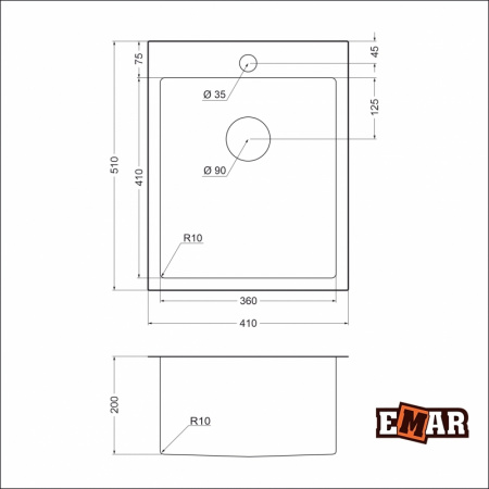 Кухонная мойка из нержавеющей стали EMAR EMB-128A PVD Nano Coppery