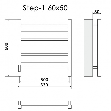Полотенцесушитель Электрич.кабельный Ника STEP-1 60/50 левый тэн