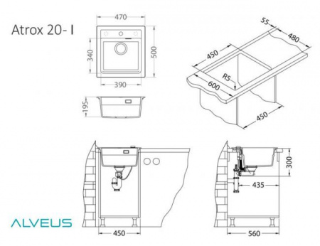 Кухонная мойка Alveus ATROX 20 GRANITAL