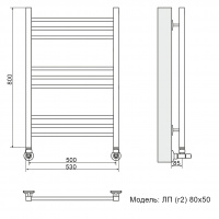 Полотенцесушитель водяной Ника CLASSIC ЛП Г2 800x500 RAL9005 черный матовый с вентилями (комплект люкс)