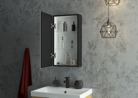 Зеркало-шкаф Континент Mirror Box black Led 350х650 левый