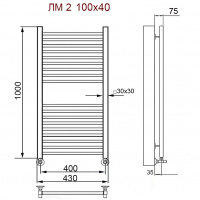 Полотенцесушитель водяной Ника MODERN ЛМ-2 1000x400 RAL9005 черный матовый с вентилями (комплект люкс)