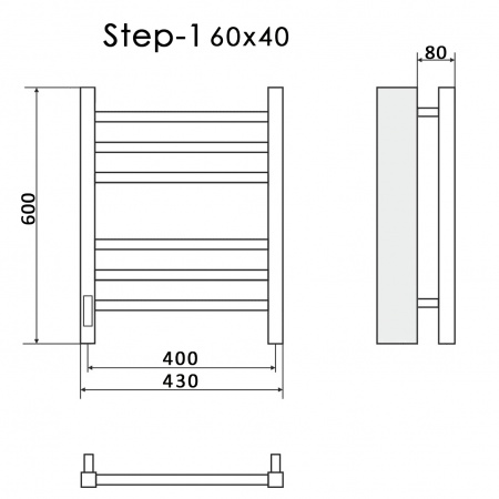 Полотенцесушитель Электрич.кабельный Ника STEP-1 60/40 левый тэн